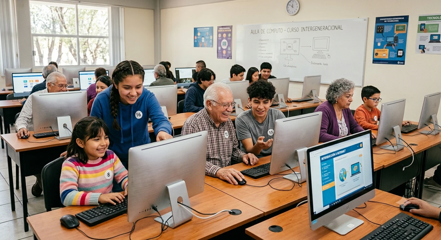 Personas de la comunidad aprendiendo juntas